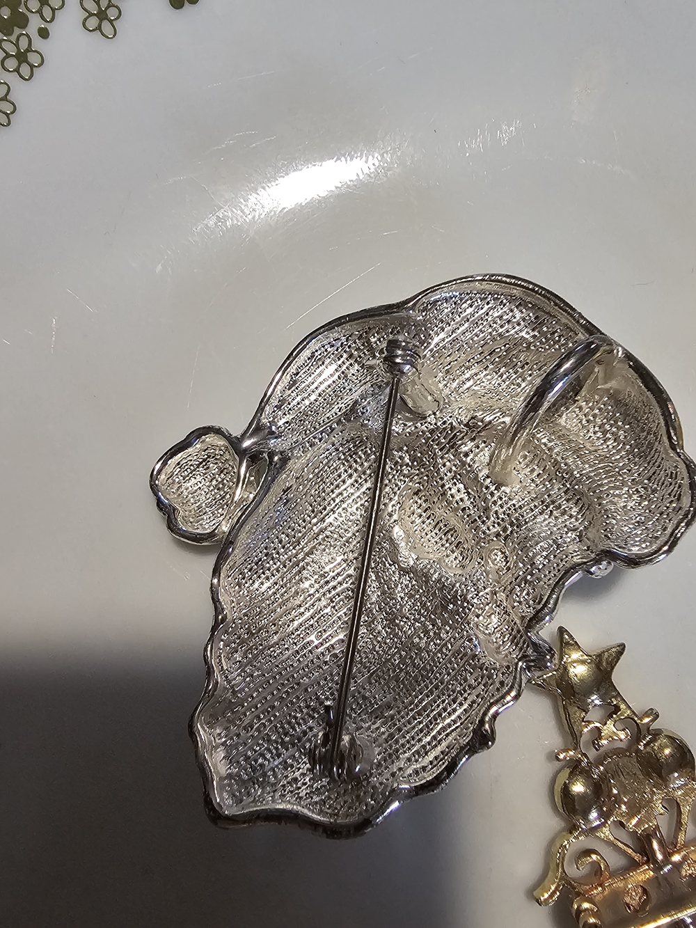 Festive Santa, Gift & Tree Brooch Trio - Silver & Gold with Red Accents - Picture 3 of 16